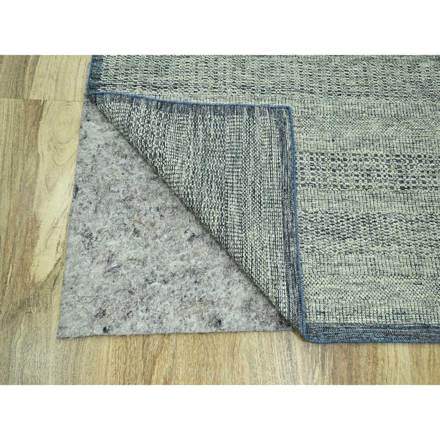 10'X13'9" Blue Distressed Rug Hand Knotted Pure Wool Oxidized Grass Design