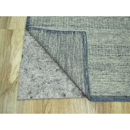 10'X13'9" Blue Distressed Rug Hand Knotted Pure Wool Oxidized Grass Design