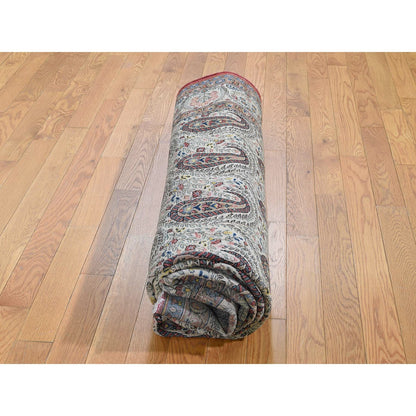 6'3"X8'9" Ivory Antique Good Condition Paisley Design Oriental Rug