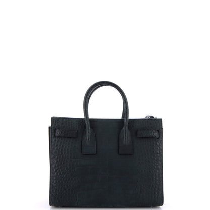 Saint Laurent Sac De Jour Nm Bag Crocodile Embossed Leather Small