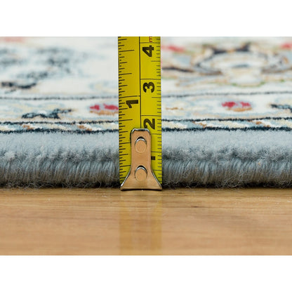 6'X9'2" Light Blue Nain Design 250 Kpsi Wool Hand Knotted Oriental Rug
