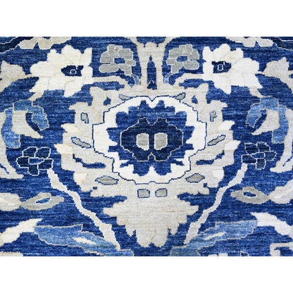 8'2"X9'8" Byzantine Blue Peshawar With Mahal Design Wool Hand Knotted Rug