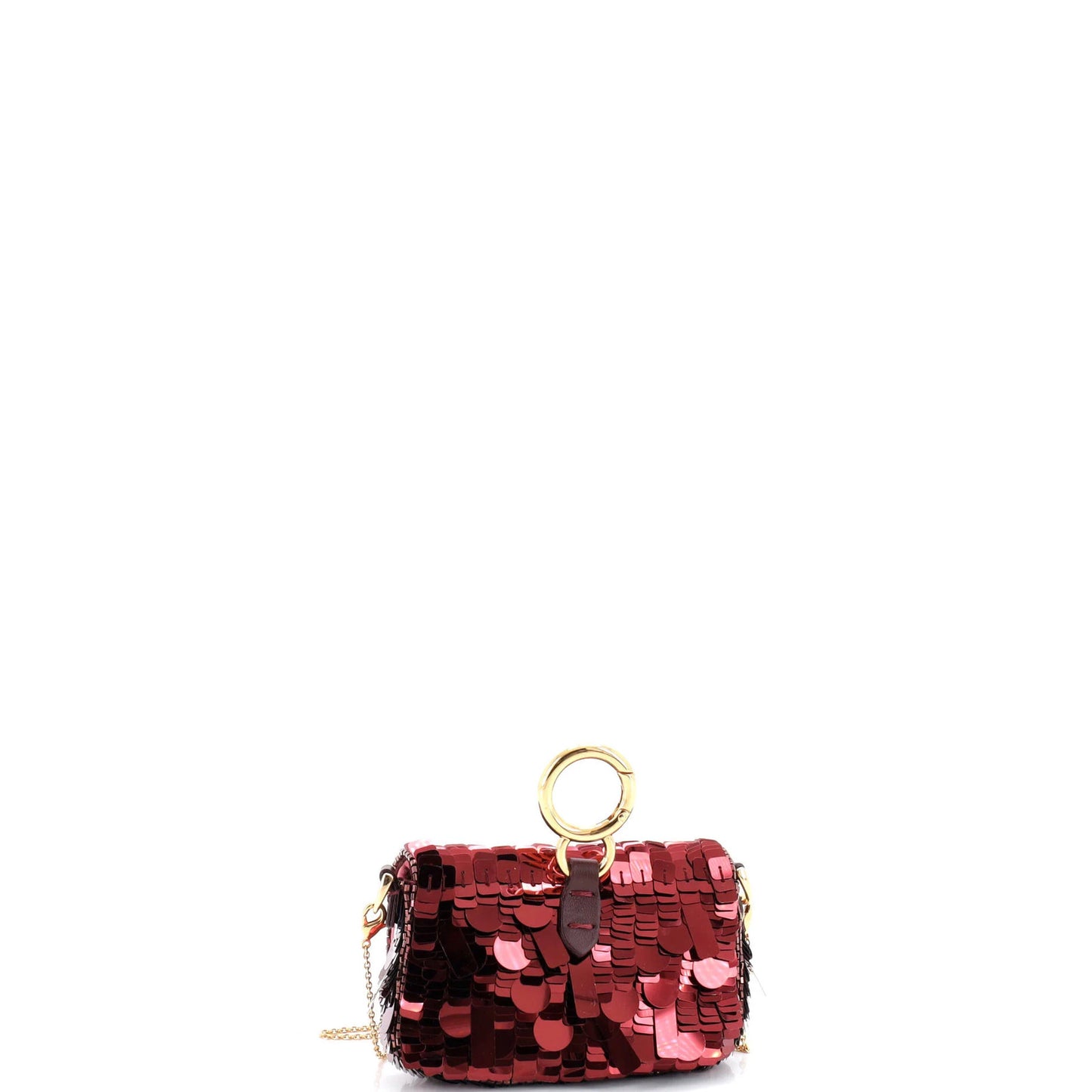 Fendi Chain Baguette Charm Bag Sequins Nano