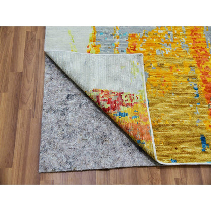 10'3"X14' Daisy Ivory Modern Abstract Design Pure Wool Hand Knotted Rug