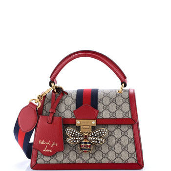 Gucci Queen Margaret Top Handle Bag Gg Coated Canvas With Leather Small