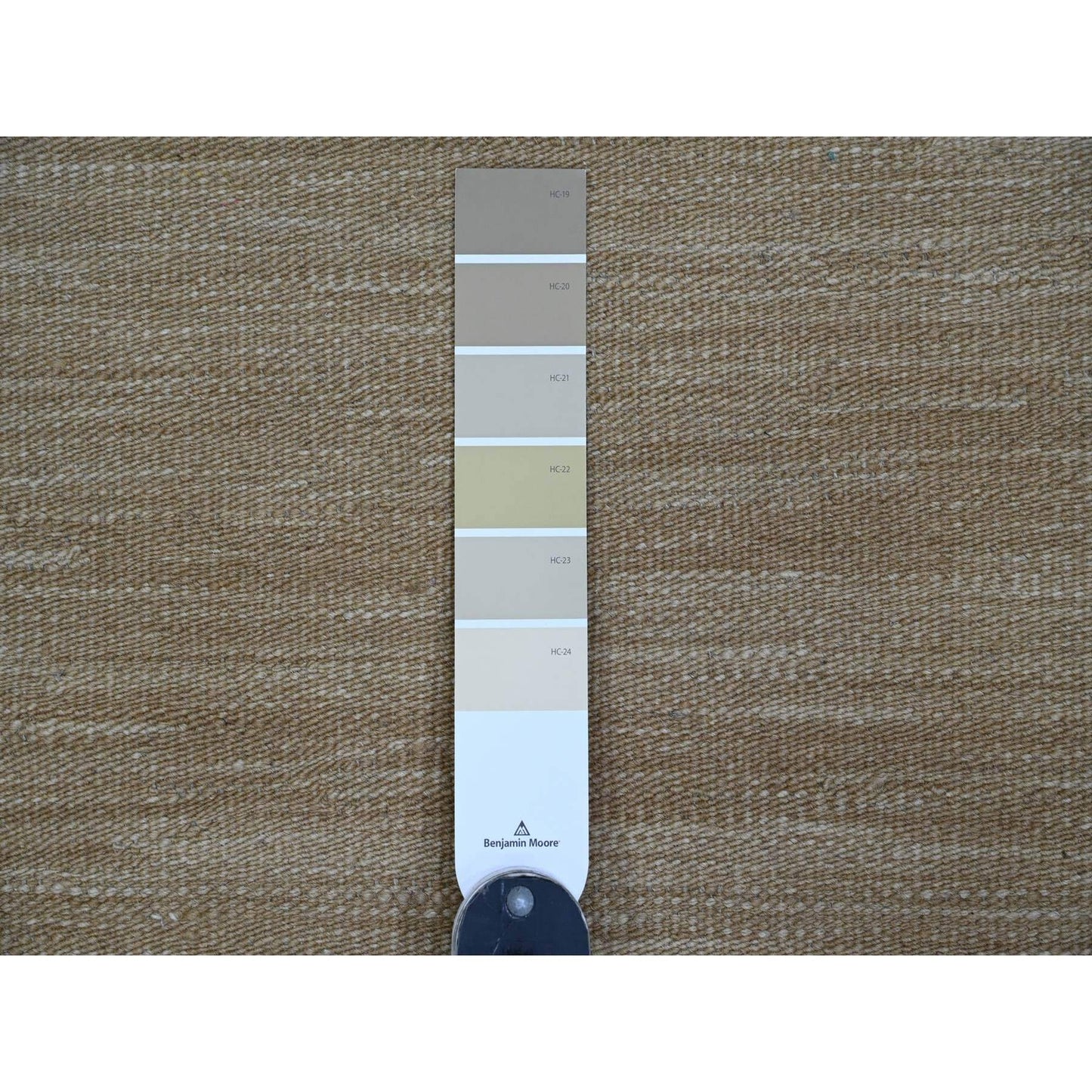 9'X12'1" Beaver Brown Solid Design Mixed Wool Hand Woven Flat Weave Rug