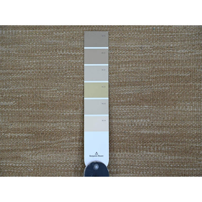 9'X12'1" Beaver Brown Solid Design Mixed Wool Hand Woven Flat Weave Rug