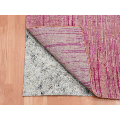 2'7"X8'3" Pink Hand Knotted Vertical Ombre Design Runner Oriental Rug