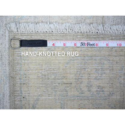 3'X4'10" White Hand Knotted White Wash Peshawar 100% Wool Rug