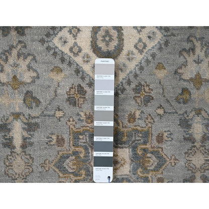 2'6"X11'8" Mist Gray Karjihooz Design Pure Wool Hand Knotted Runner Rug