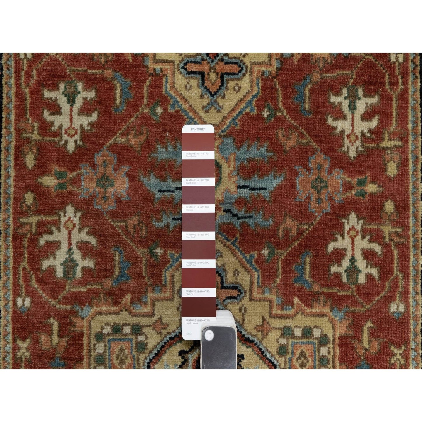 2'9"X6' Red Heris Revival Medallion Design Wool Hand Knotted Runner Rug
