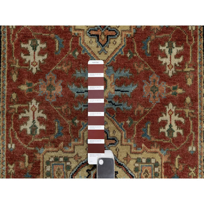 2'9"X6' Red Heris Revival Medallion Design Wool Hand Knotted Runner Rug