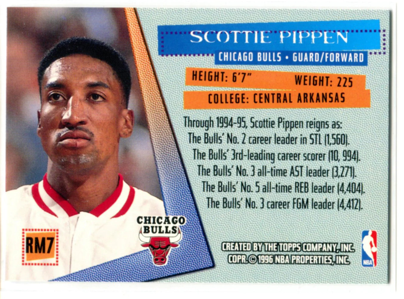 Scottie Pippen 1996-97 Topps Stadium Club Members Only Reign Men Card #Rm7