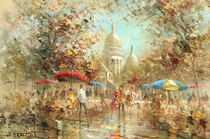 Jean Marie Quillard 1977 Original Oil Painting "Paris, Montmartre - Signed M20