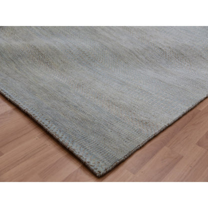 8'X10' Tempered Gray Grass Design Hand Knotted 100% Wool Oriental Rug