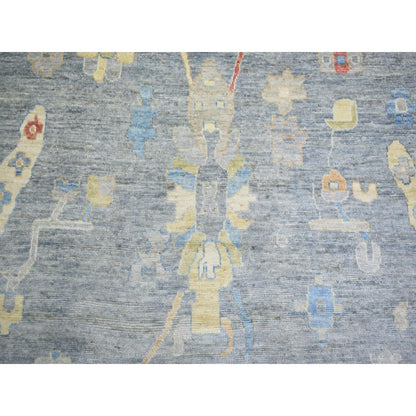 12'X16' Cadet Gray, Wool Hand Knotted, Afghan Angora Oushak Oversized Rug