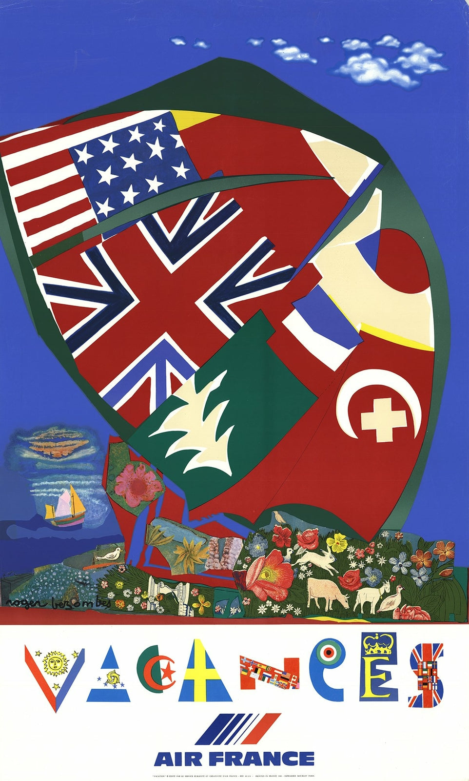 Roger Bezombes Vacances Avec Air France " Serigraph Contempor