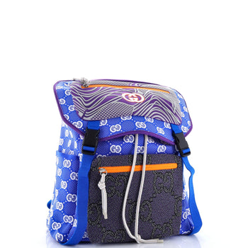 Gucci Panelled Double Buckle Backpack Gg Jacquard Nylon And Rubber Large