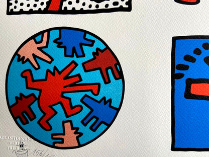 Keith Haring Lithograph From A Painting C.O.A. Signed In Pen Numbered In Pencil
