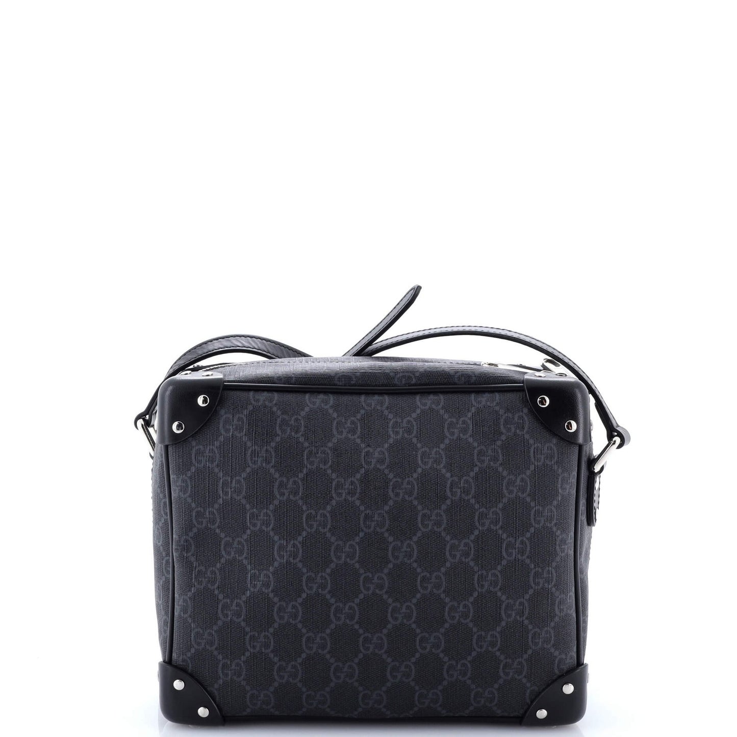 Gucci Trunk Shoulder Bag Gg Coated Canvas With Studded Leather