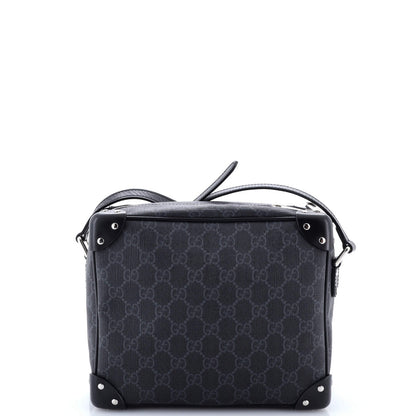 Gucci Trunk Shoulder Bag Gg Coated Canvas With Studded Leather