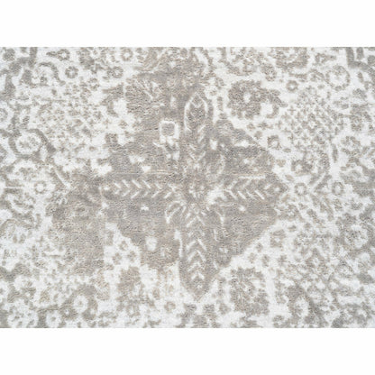 10'x10' Round Grey Broken Farsian Design Wool-Silk Hand Knotted Rug