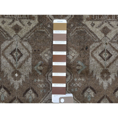 2'10"X9'2" Washed Out With Natural Colors Runner Tribal Hand Knotted Rug