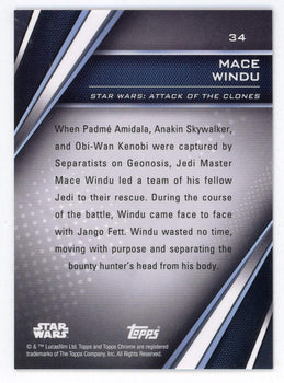 Mace Windu 2023 Topps Chrome Black Star Wars #34 /75