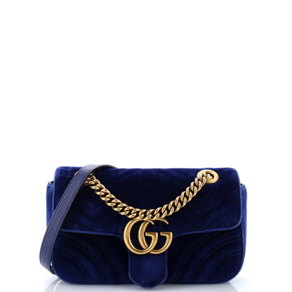 Gucci Gg Marmont Flap Bag Matelasse Velvet Mini