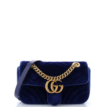 Gucci Gg Marmont Flap Bag Matelasse Velvet Mini