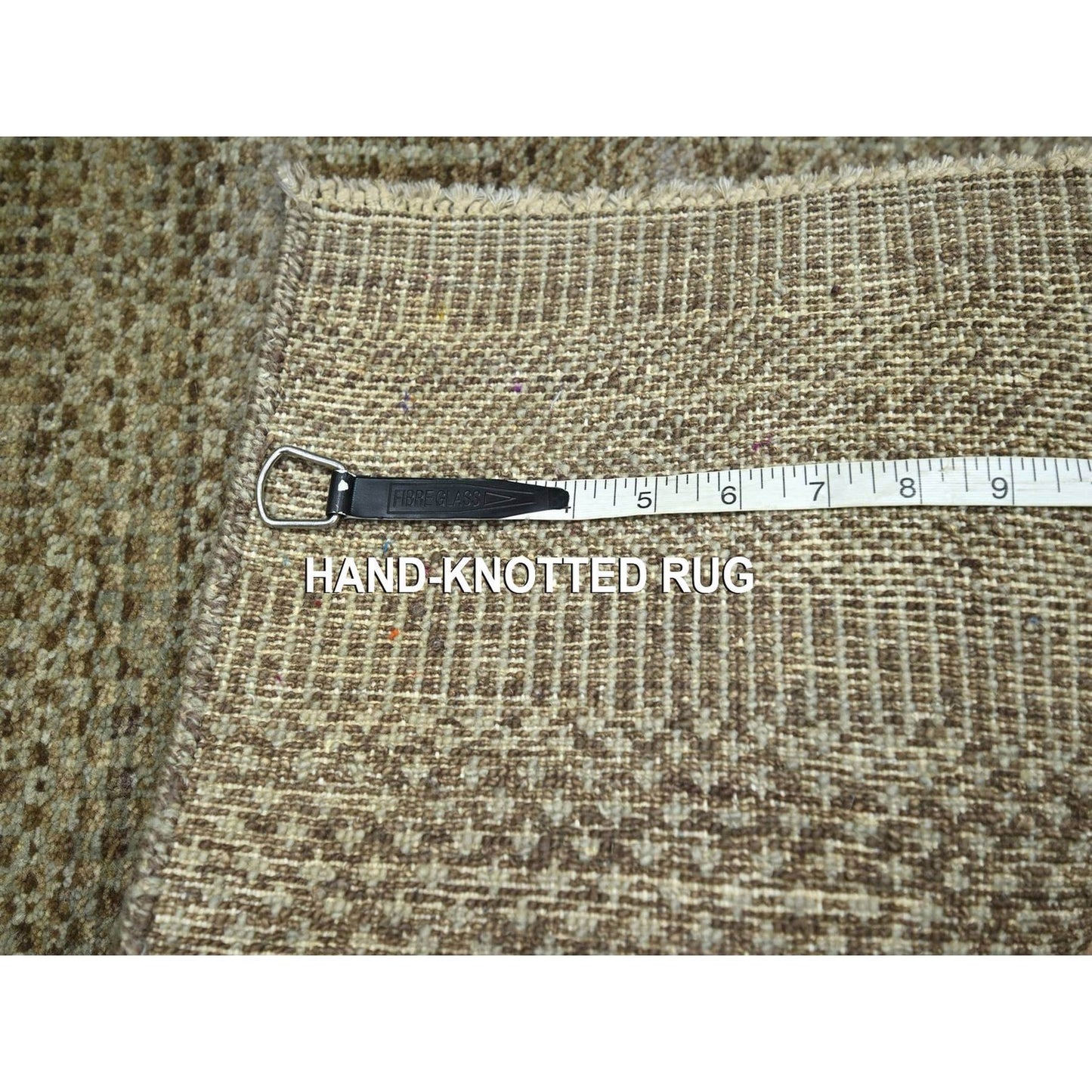 2'X3' Brown Hand Knotted Modern Grass Design Mat Wool Small Oriental Rug