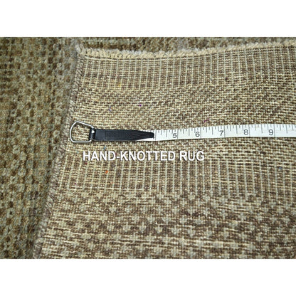 2'X3' Brown Hand Knotted Modern Grass Design Mat Wool Small Oriental Rug