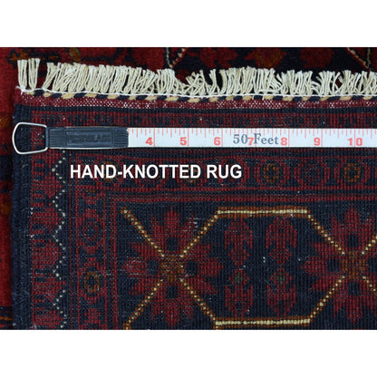 3'4"X4'9" Red Afghan Khamyab Soft And Shiny Wool Hand Knotted Rug