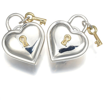 Tiffany&Co. Earrings Heart Lock Key 925 Sterling