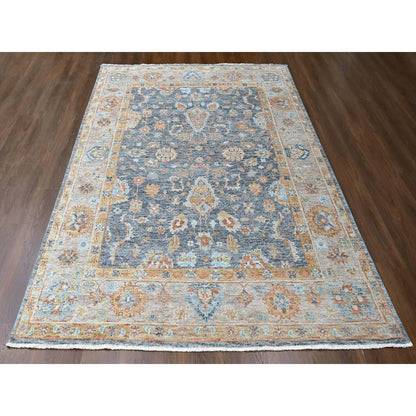 8'10"X12' Lead Gray Oushak Design Hand Knotted Pure Wool Oriental Rug