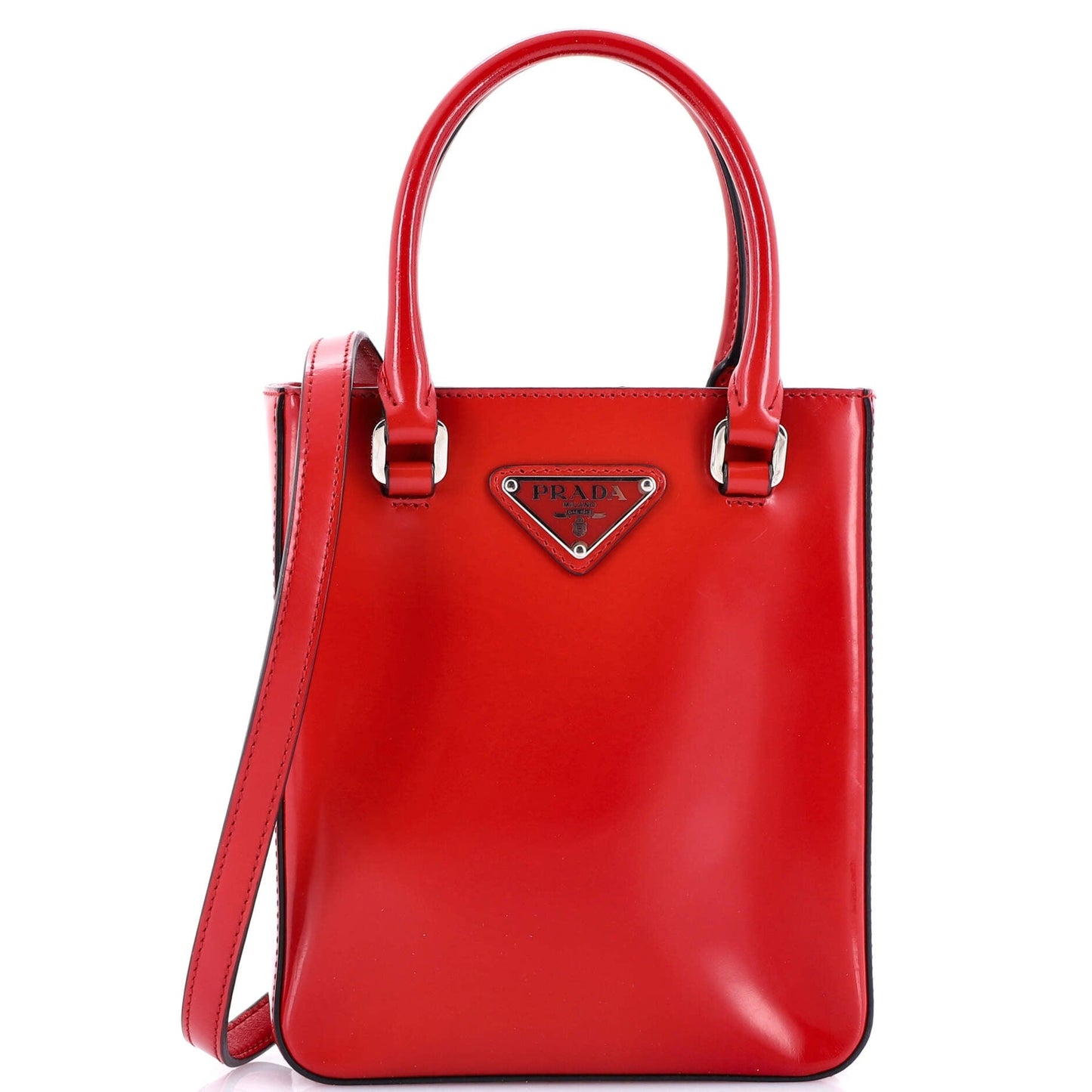 Prada Convertible Tote Brushed Leather Small