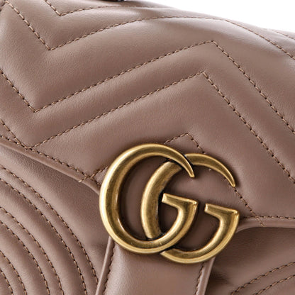 Gucci Gg Marmont Top Handle Flap Bag Matelasse Leather Mini