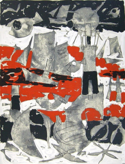 Claude Venard Ed75 Original Lithograph Print Signed Numbered "Mer Rouge"