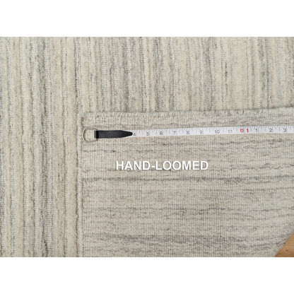 2'7"X12' Ivory Hand Loomed Plain Modern Design Undyed All Wool Runner Rug