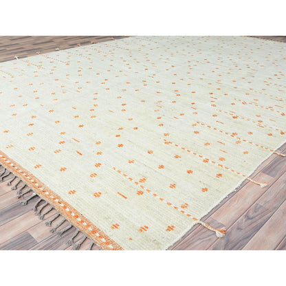 10'X14'4" Ivory Moroccan Berber Organic Wool Hand Knotted Oriental Rug
