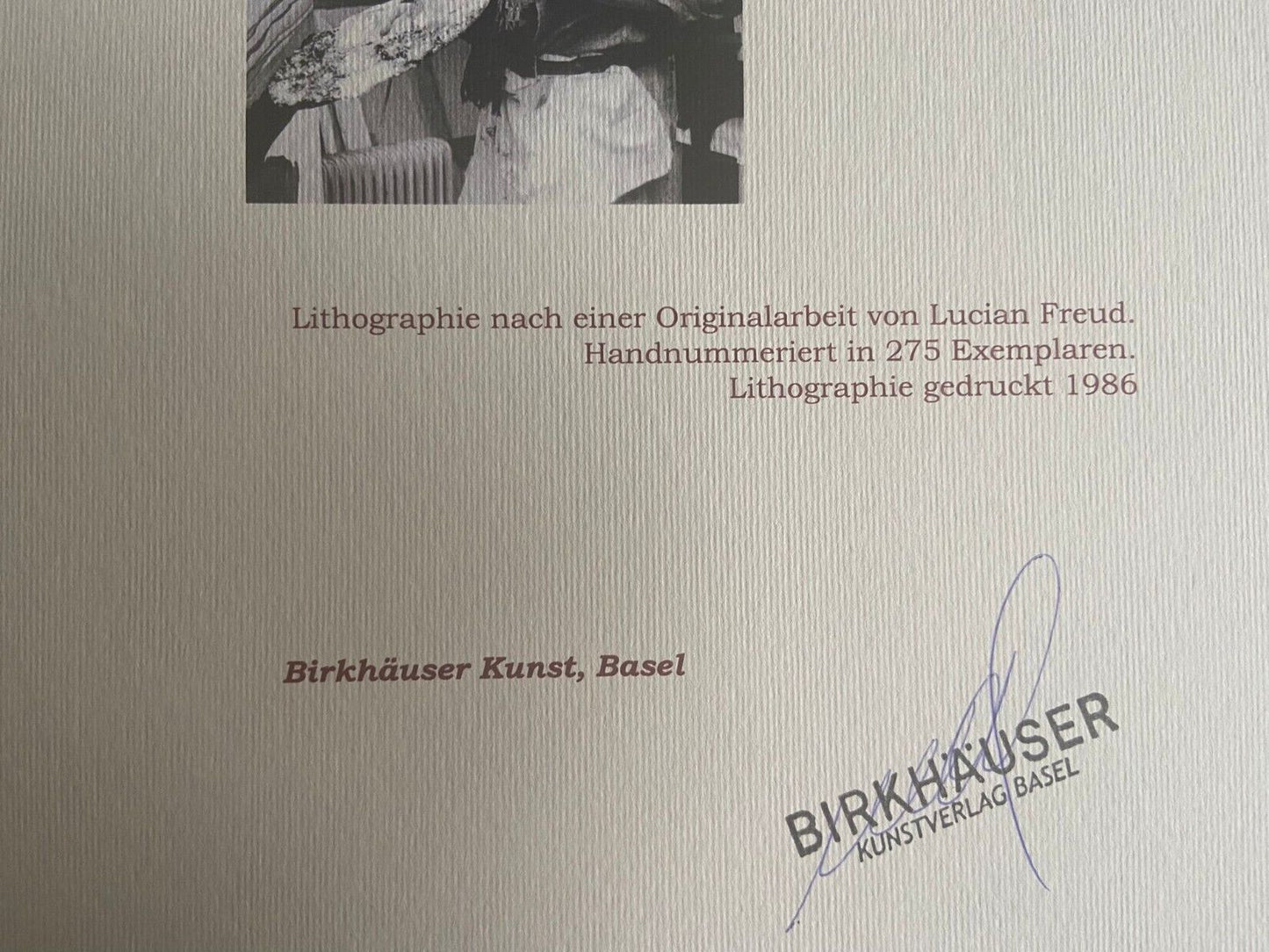 Lucian Freud Lithograph Coa Hand-Numbered Signed Limited 275Ex