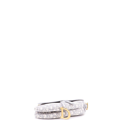 Christian Dior Saddle Handbag Logo Embroidered Oblique Canvas Medium