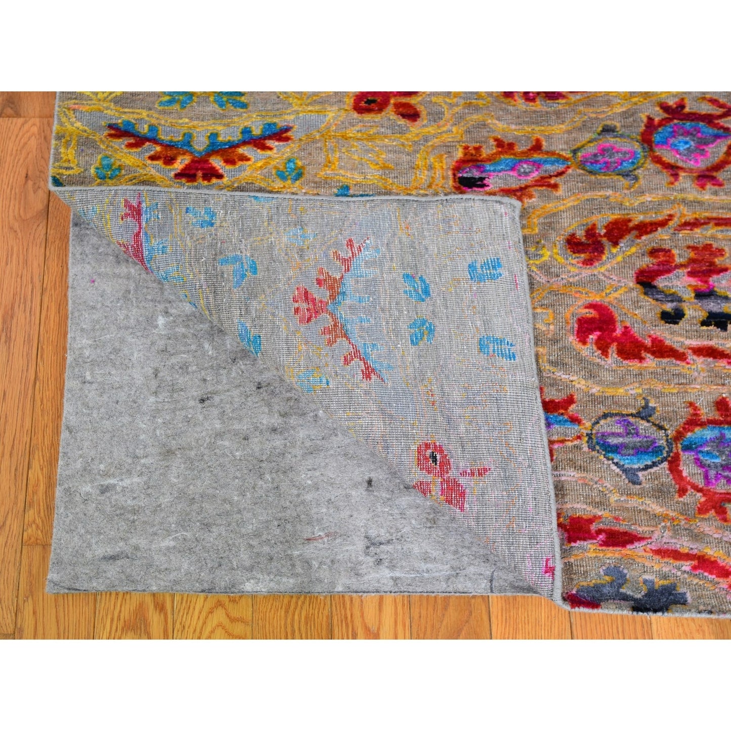 9'9"x13'8" Sari Silk-Text Wool Colorful Maharaja Design Hand Knotted Rug