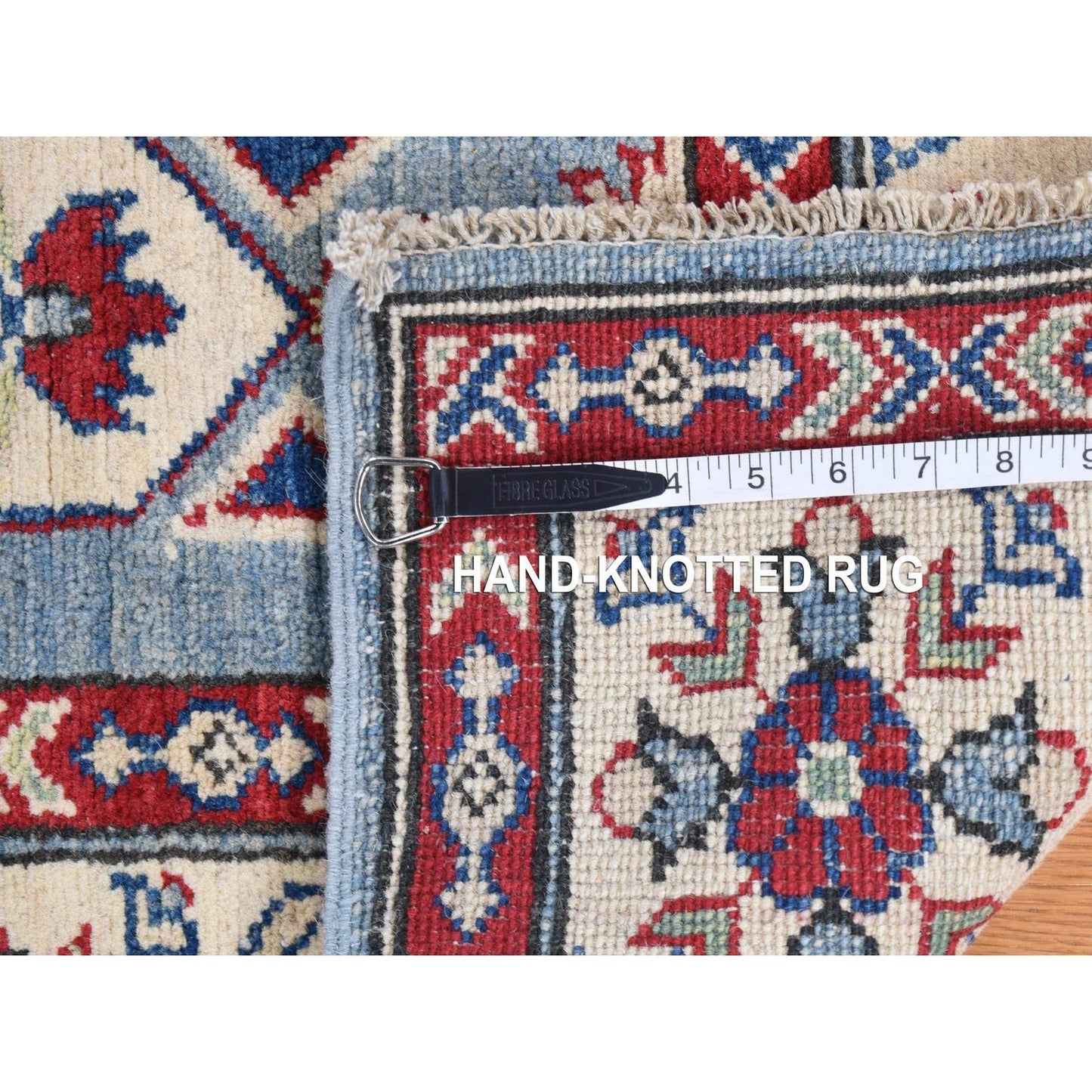 5'3"X19'9" Blue Hand Knotted Wool Kazak Extra Wide And Long Runner Rug