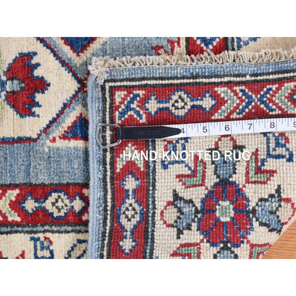 5'3"X19'9" Blue Hand Knotted Wool Kazak Extra Wide And Long Runner Rug