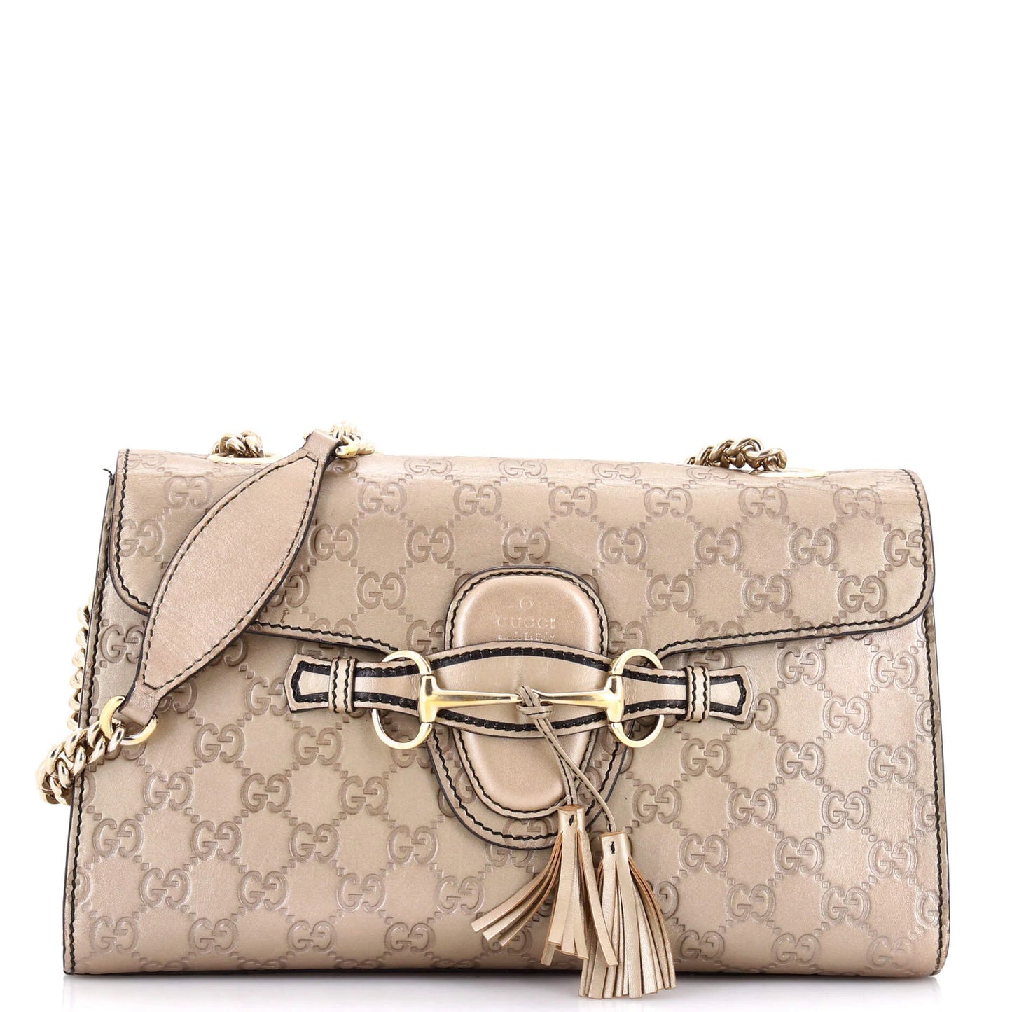 Gucci Emily Chain Flap Bag Guccissima Leather Medium