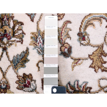 4'1"X6' Ivory, Hand Knotted, Rajasthan, Wool And Silk, Oriental, Rug