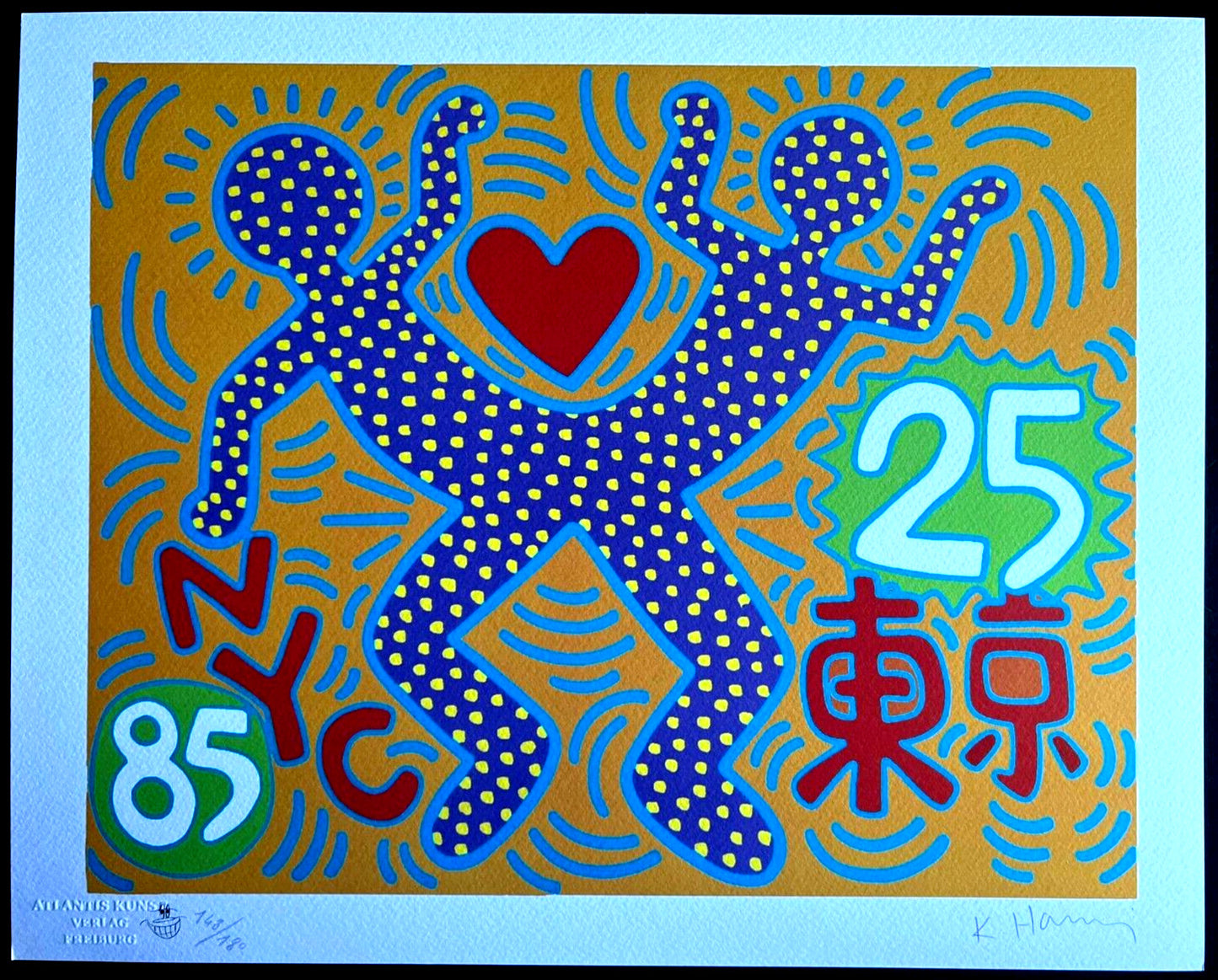 Keith Haring Lithograph Certified Coa Hand Signed Numbered 180Ex
