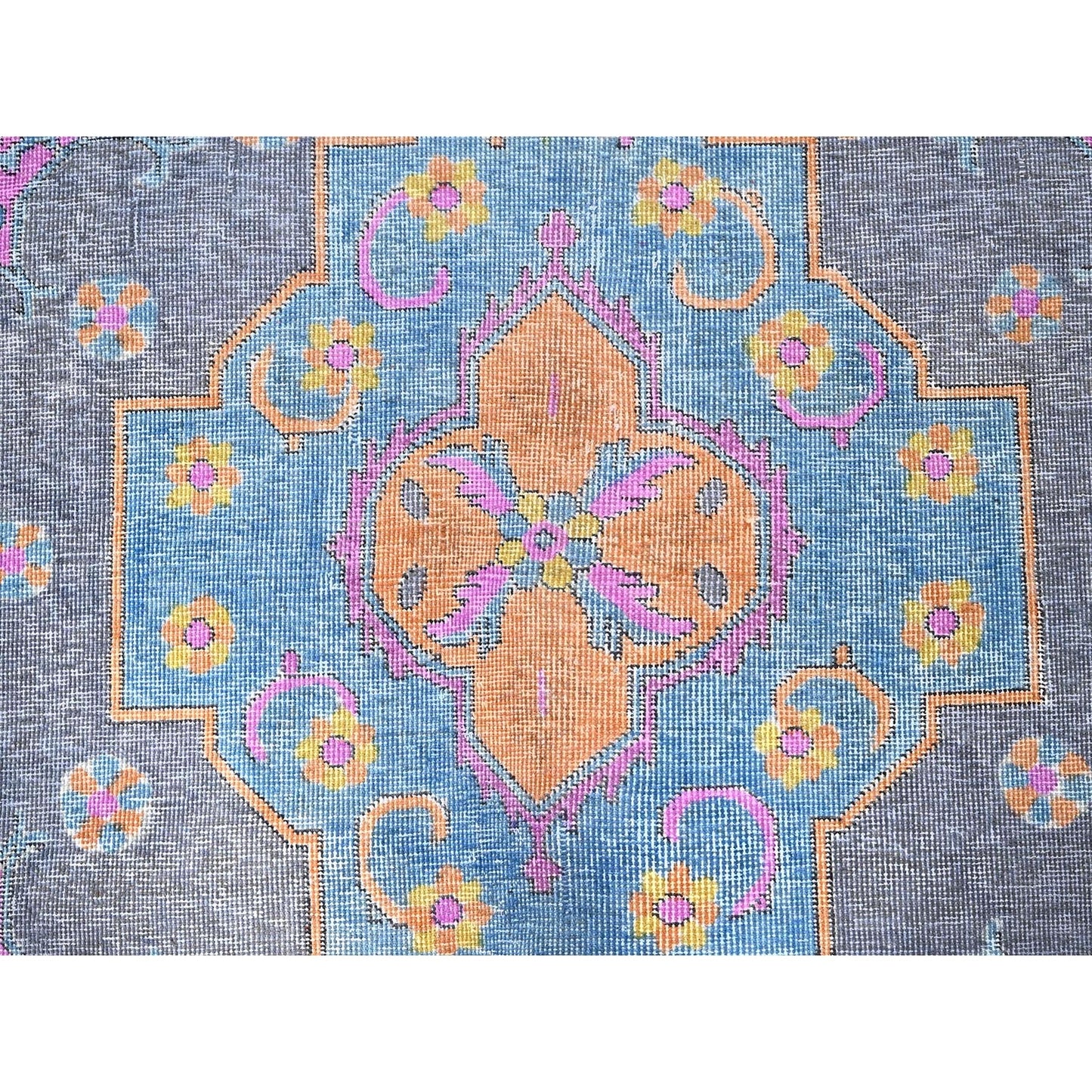 9'2"X12' Pink Painted Vintage Zoroastrian Tebraz Hand Knotted All Wool Rug