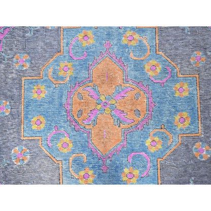 9'2"X12' Pink Painted Vintage Zoroastrian Tebraz Hand Knotted All Wool Rug